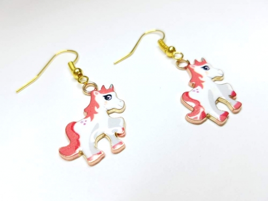 Einhorn Ohrringe goldfarben Pferd